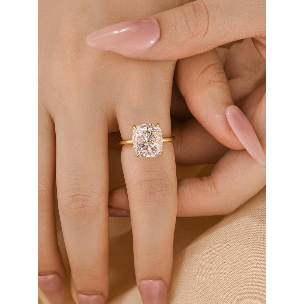 Women's S925 Silver Big Solitaire Ring with Lab Grown Moissanite
